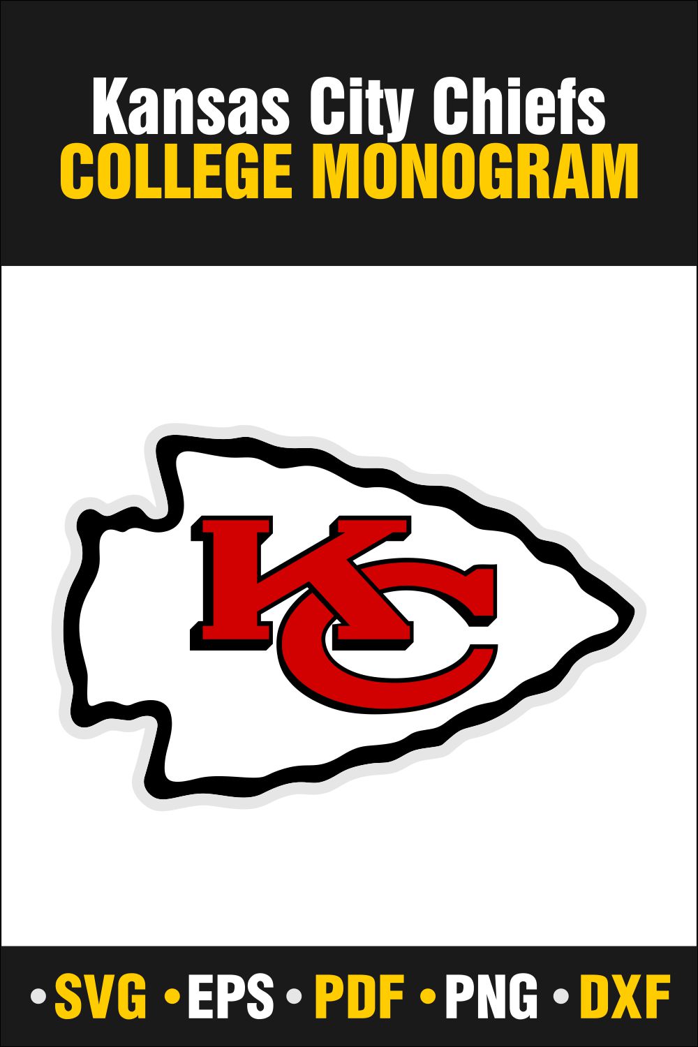 Kansas City Chiefs SVG, PDF, PNG, DXF, EPS - Only $2 pinterest preview image.