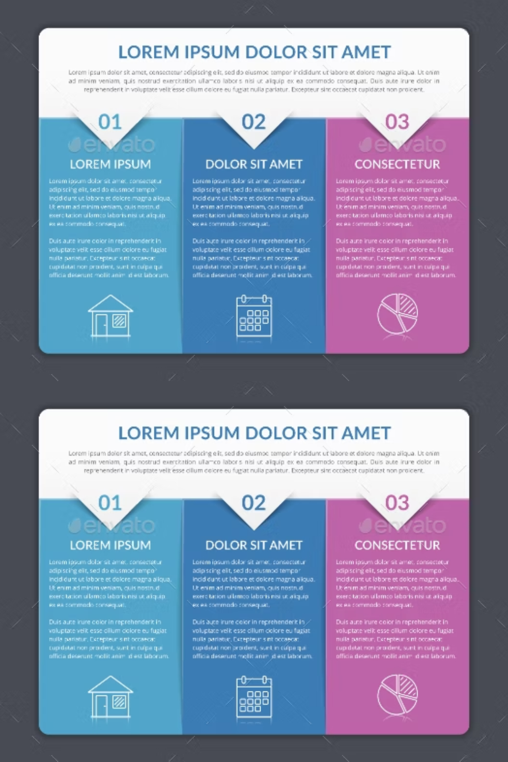 3 Steps - Infographic Template Pinterest Cover.