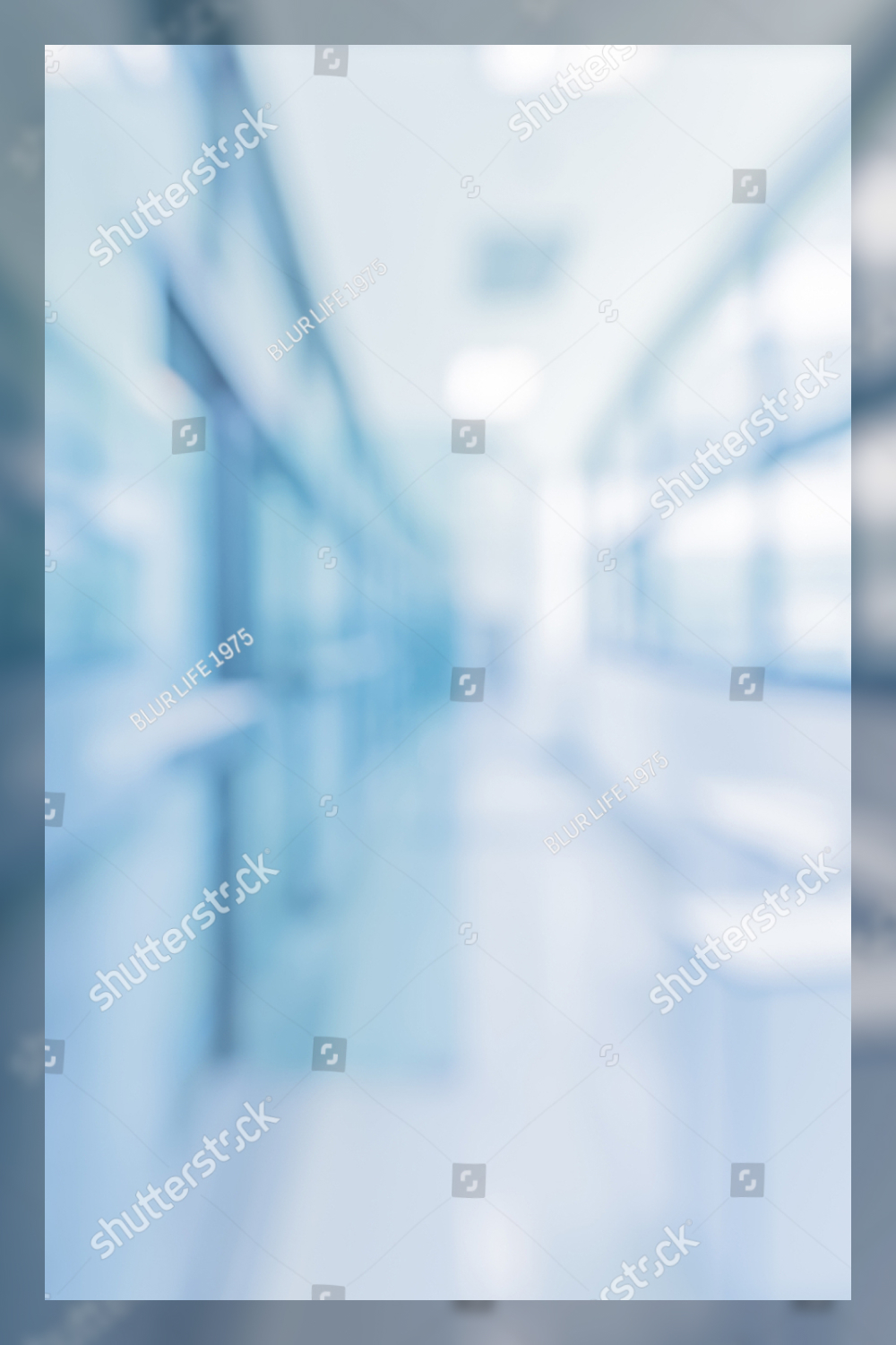 Abstract blur blue tone image of bright and clean window door and corridor in modern office building on day time for background usage.