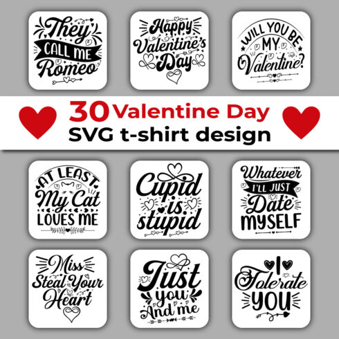 Valentine's Day SVG T-shirt Design Bundle cover image.