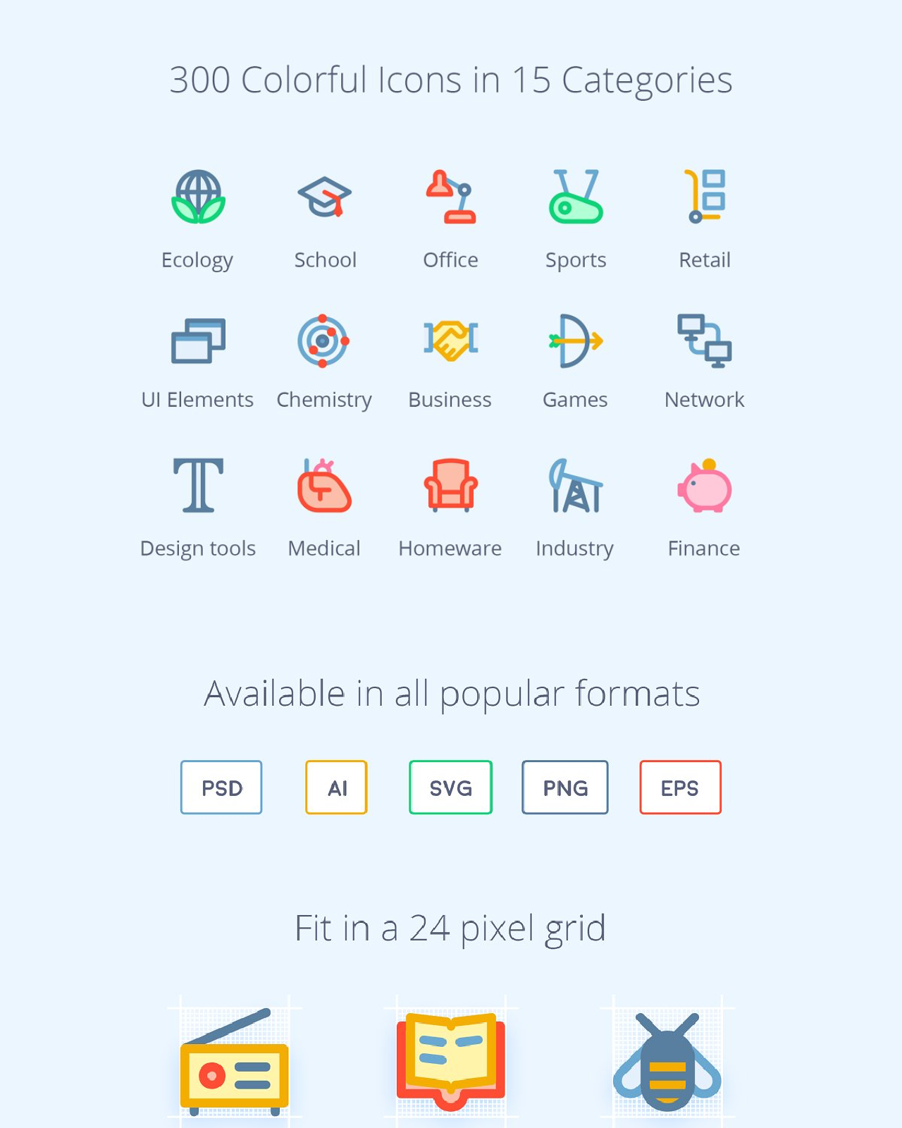 300 colorful icons pinterest image.