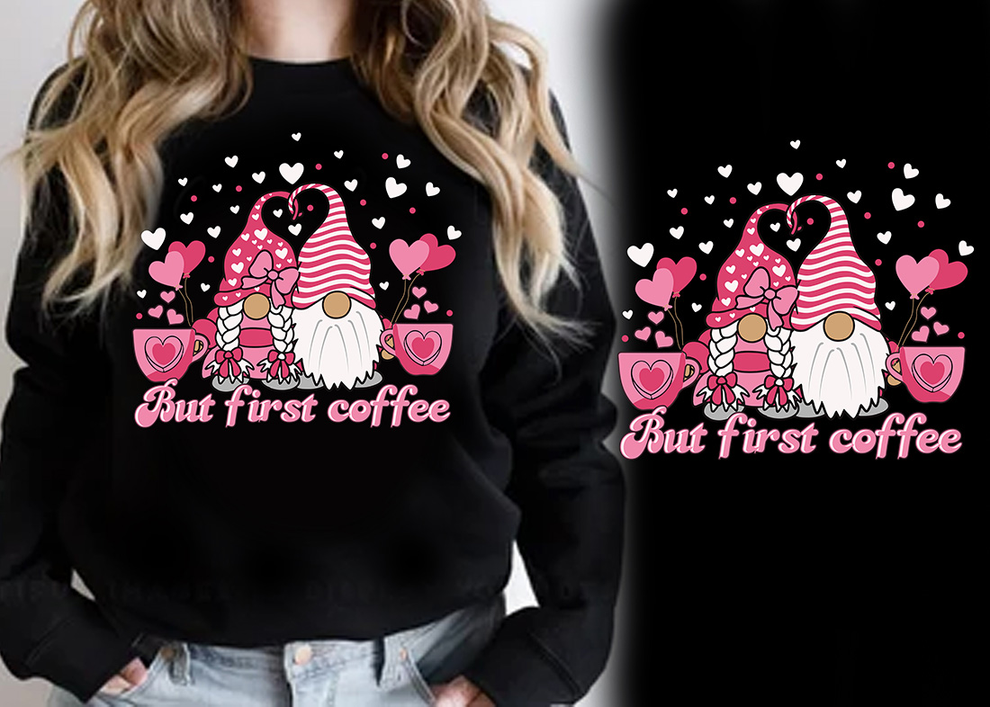 Retro Valentine Day Pink Sublimation T-Shirt Design preview image.