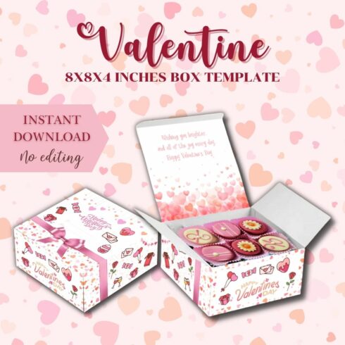 Valentine Treat Box Template cover image.