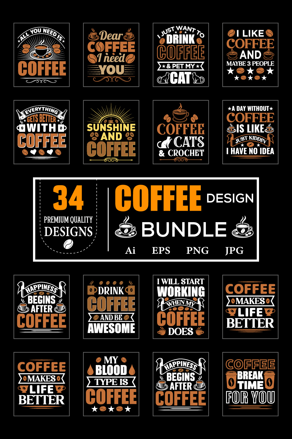 34 coffee typography t shirt design bundle 1 286