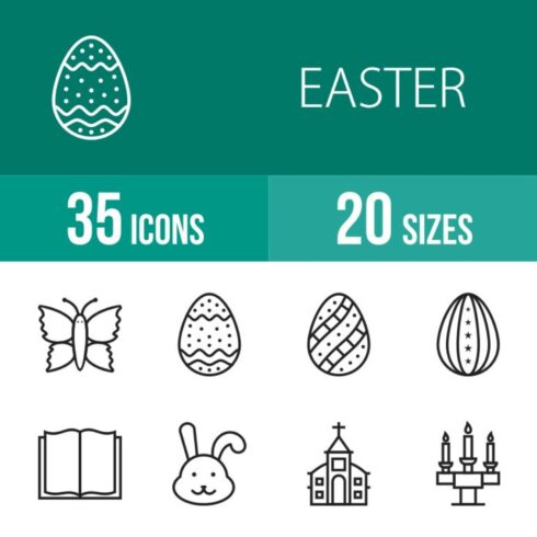 35 Easter Line Icons Main Cover.