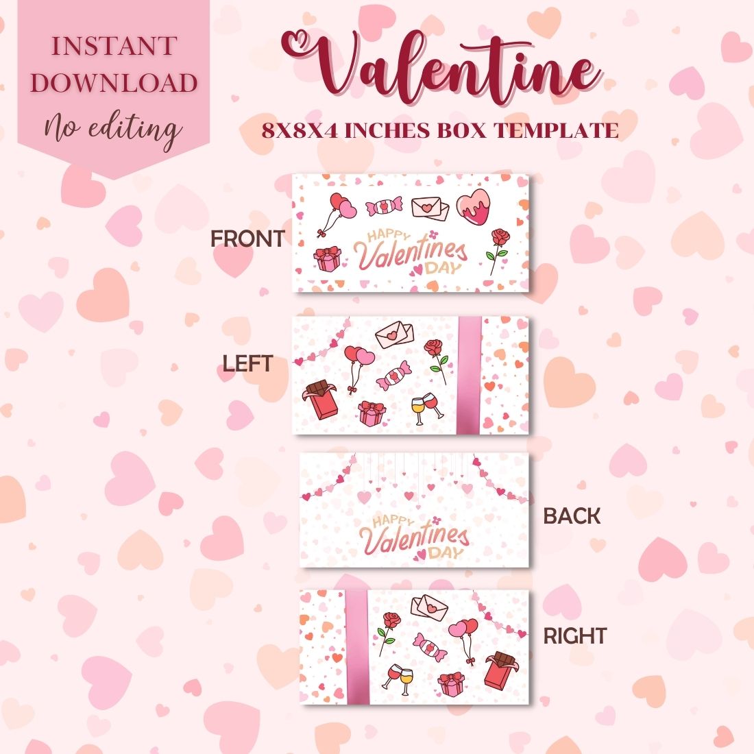 Valentine Treat Box Template - MasterBundles