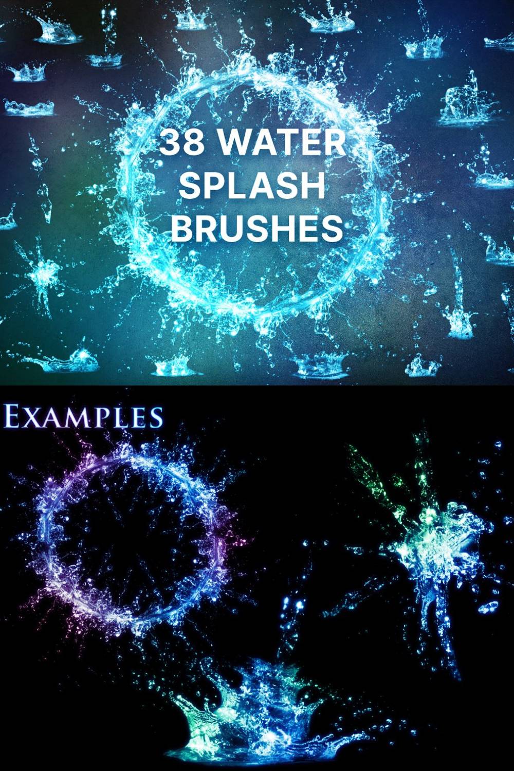 38 Water Splash Brushes Pinterest Cover.