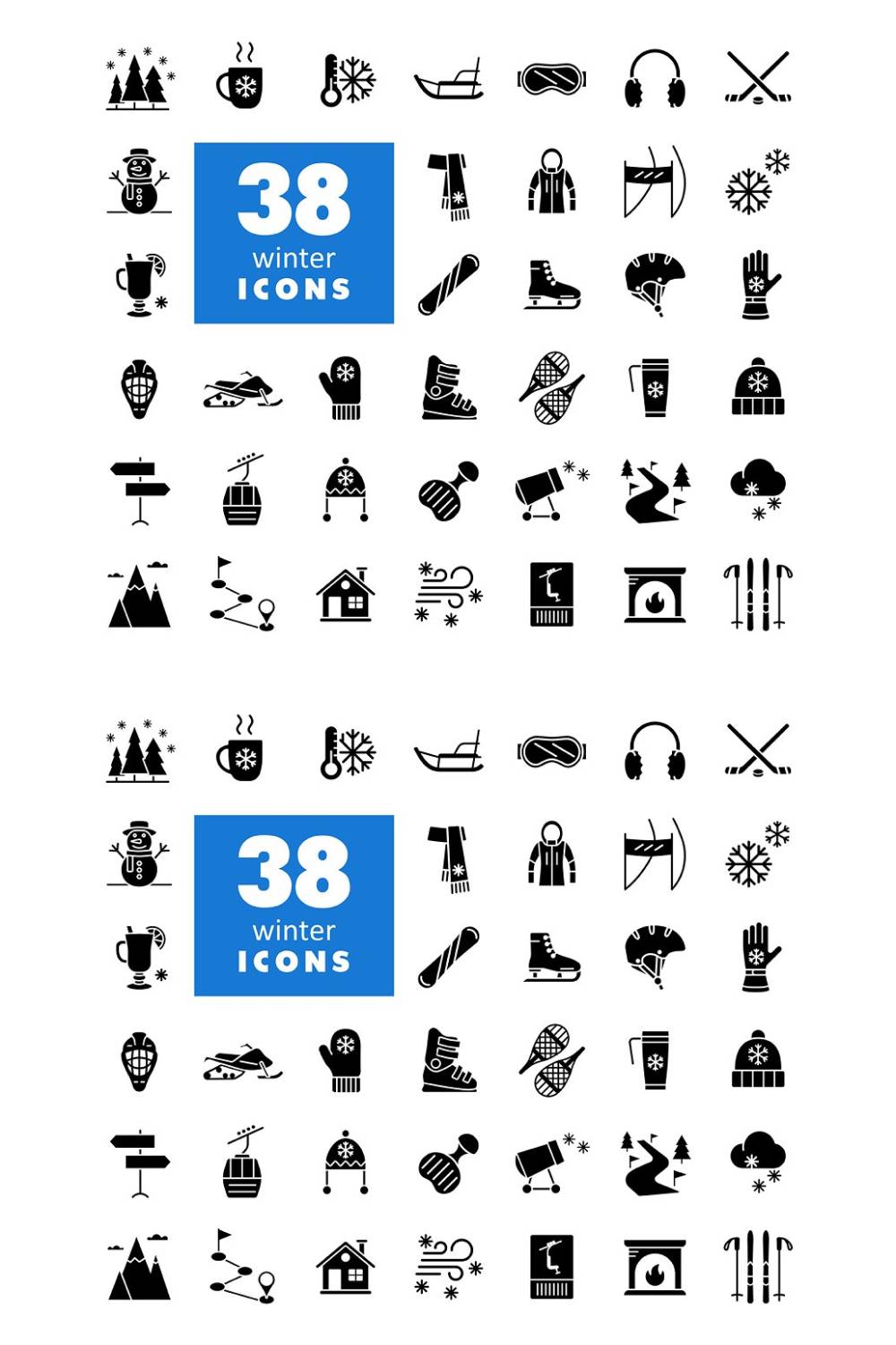 38 Winter Vector Glyph Icon Set Pinterest Cover.