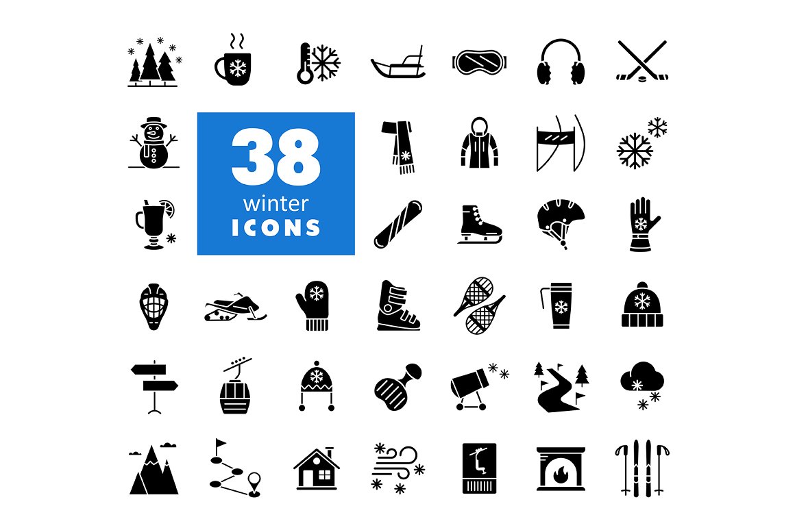 38 winter vector glyph icon set 591