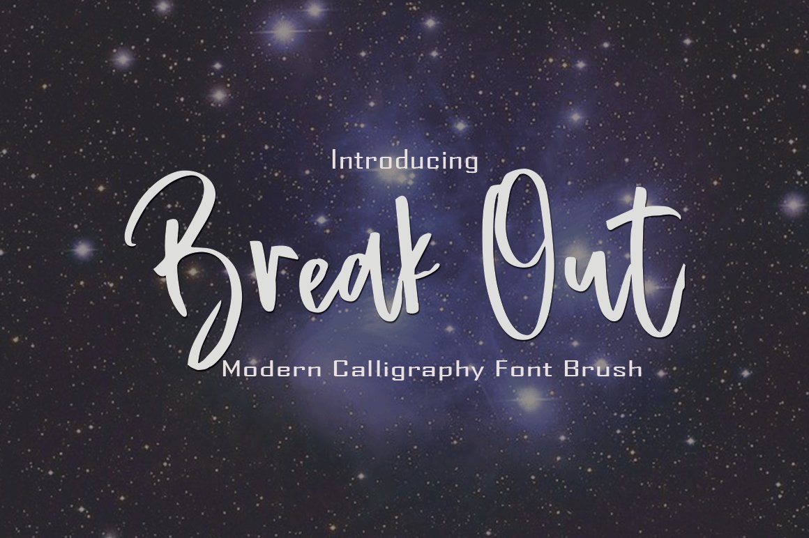 White lettering "Break Out" in calligraphy font on the star background.
