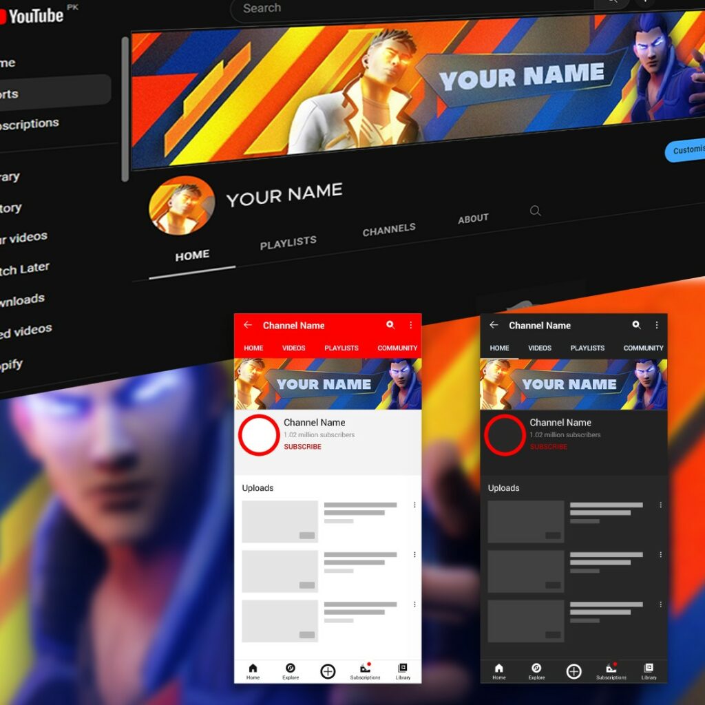 Youtube Banner Template (Youtube Channel Art) - MasterBundles