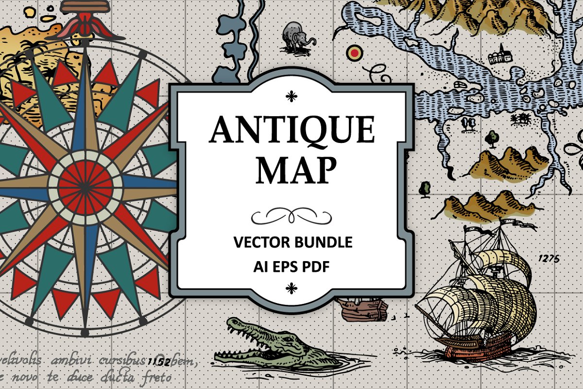 Cover image of Antique Maps Vector Bundle.