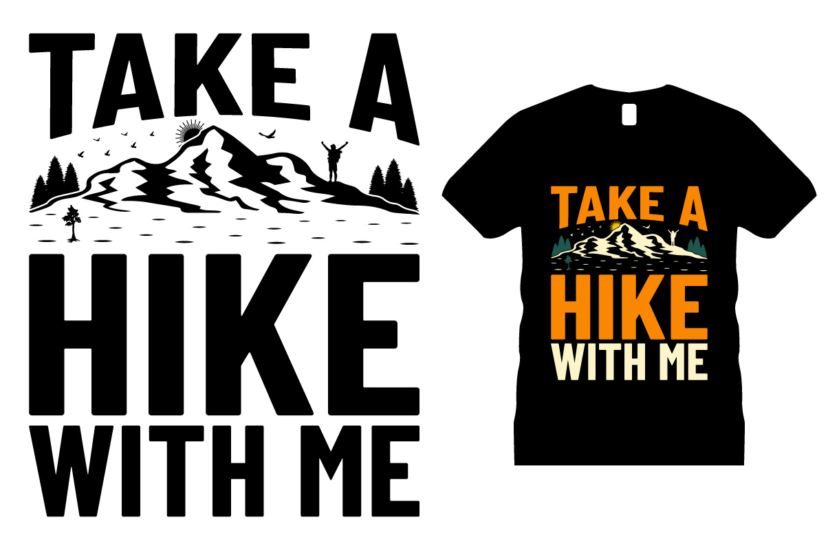 Take a Hike with Me T-shirt Design Bundle preview image.
