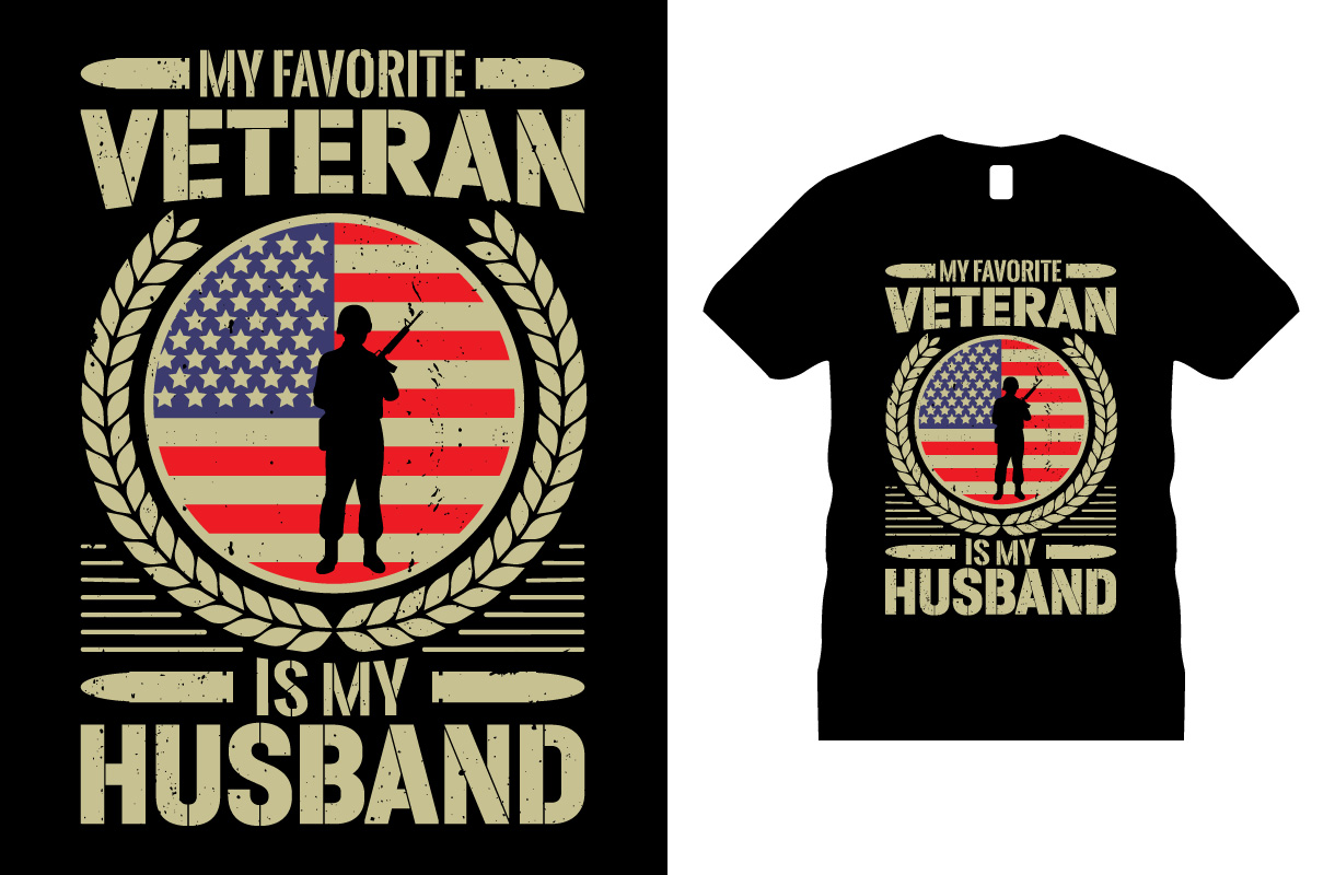 Black t-shirt with a classic USA veteran illustration.