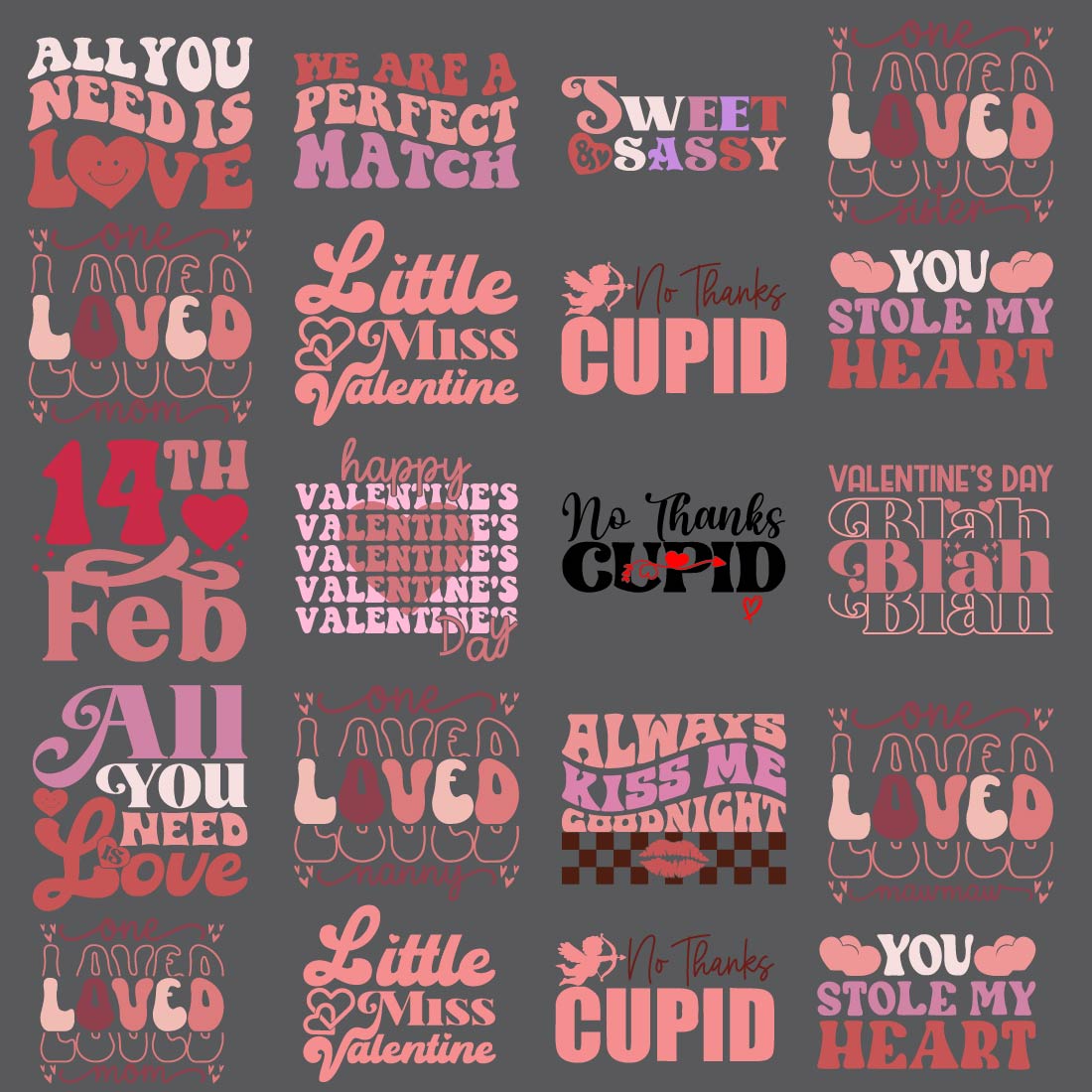 Valentines Retro Grovvy Wavvy SVG Bundle cover image.