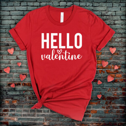 Image of t-shirt with awesome Hello Valentine lettering