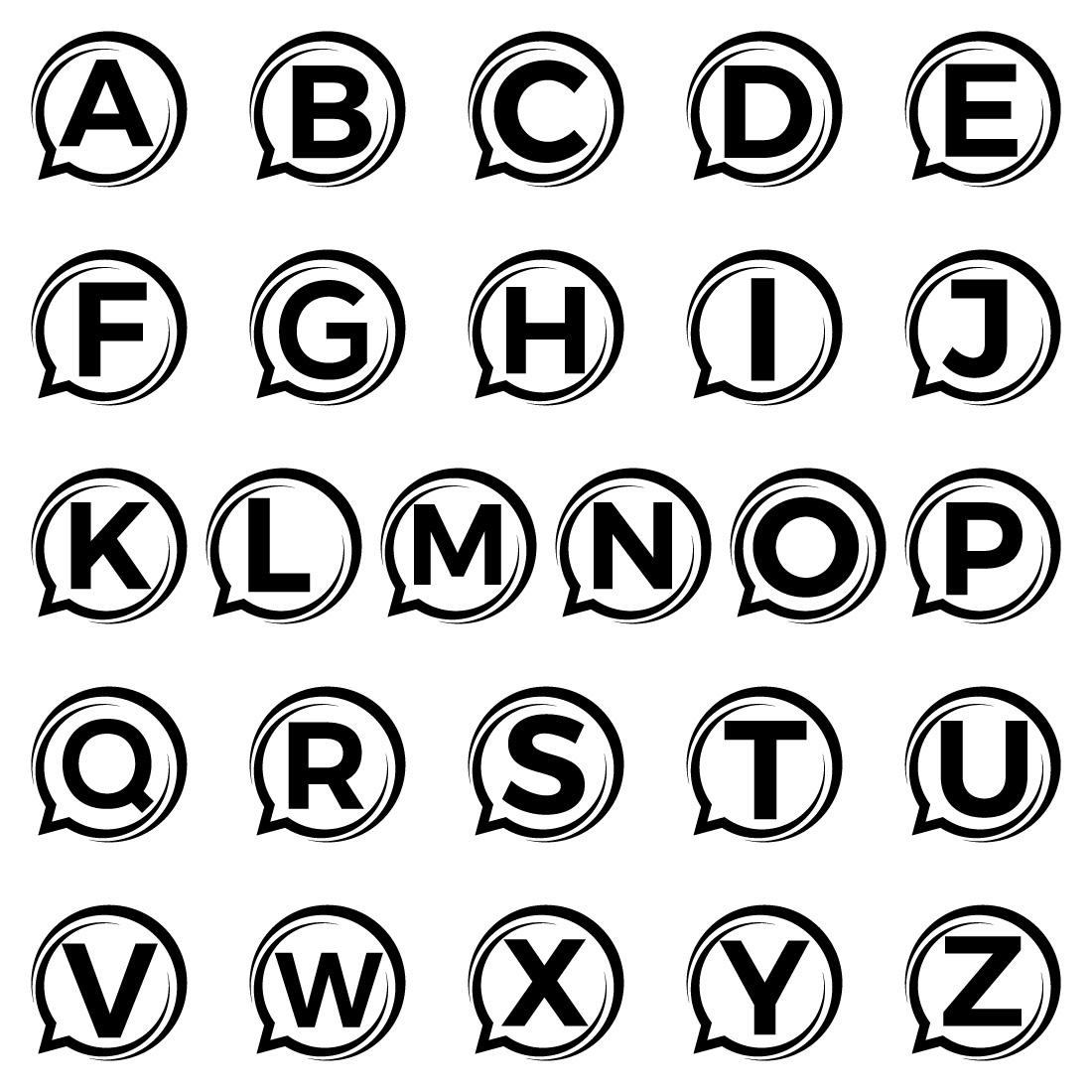 Initial A-Z monogram letter alphabet with a bubble chat icon. Talking chatting logo concept preview image.