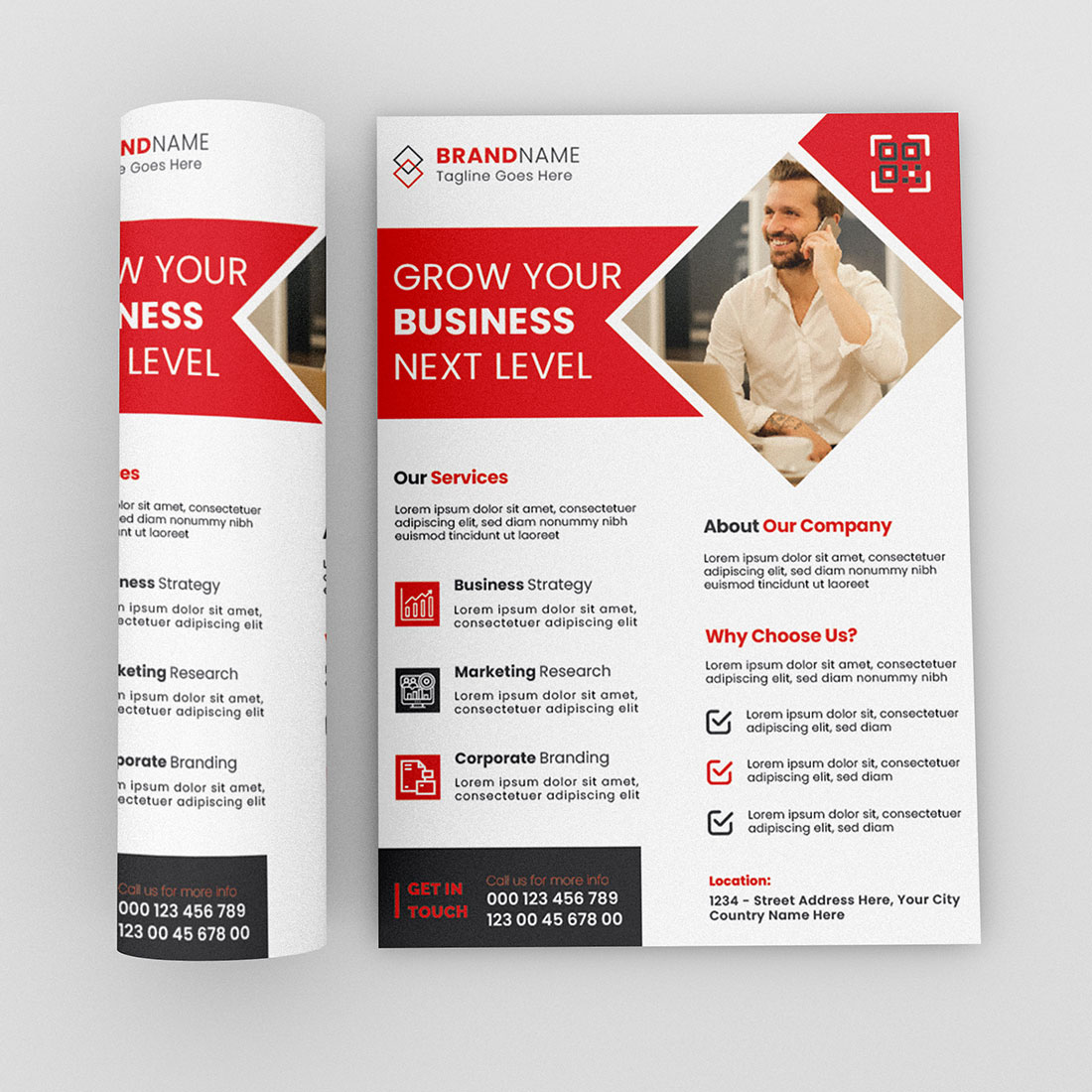 Image of beautiful business flyer template in red color