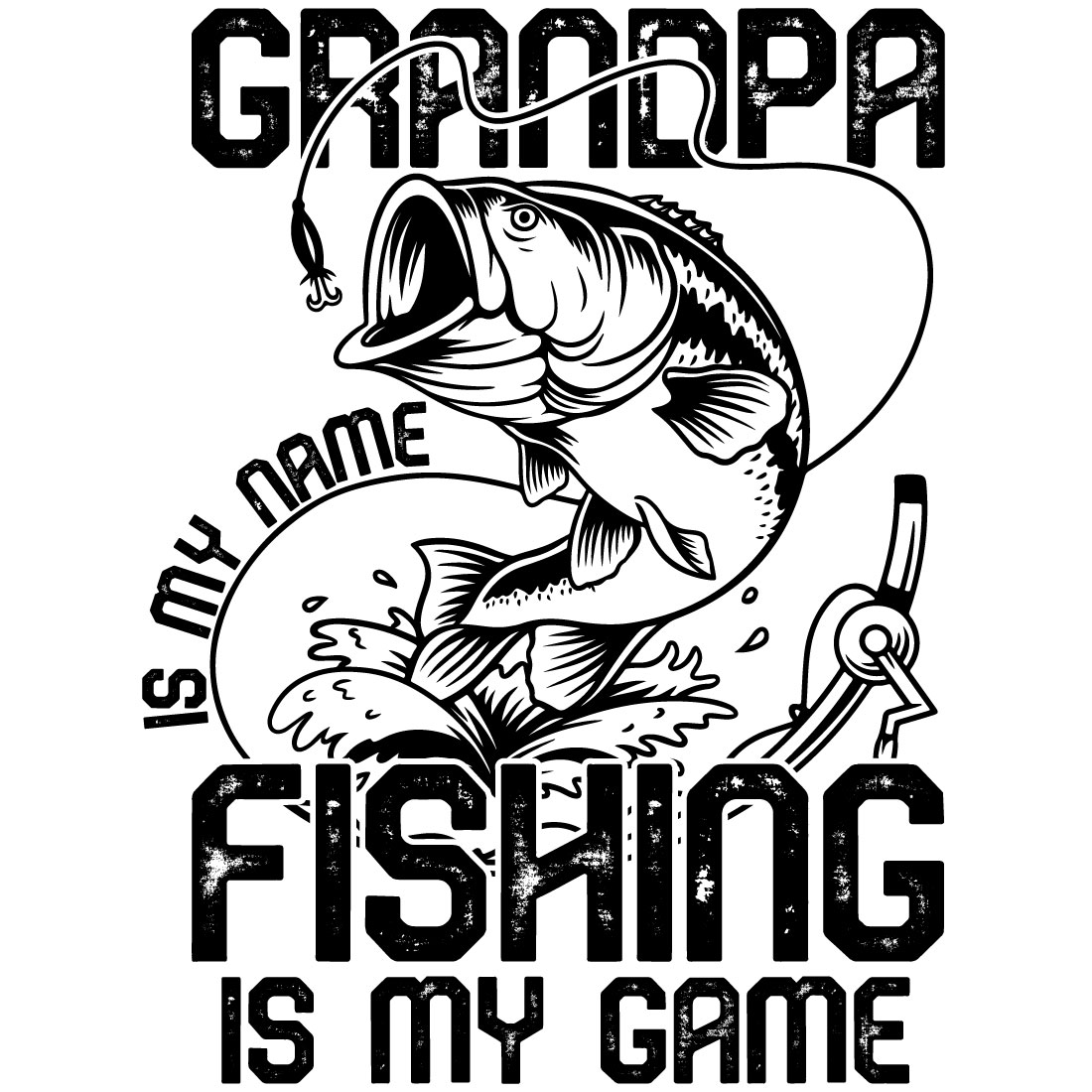 Fishing Grandpa T-shirt Design Bundle preview image.
