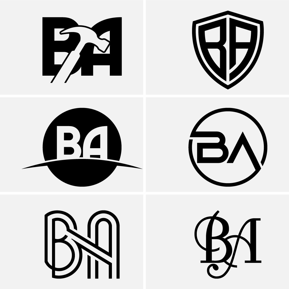 Ba logo monogram with emblem shield style design Vector Image