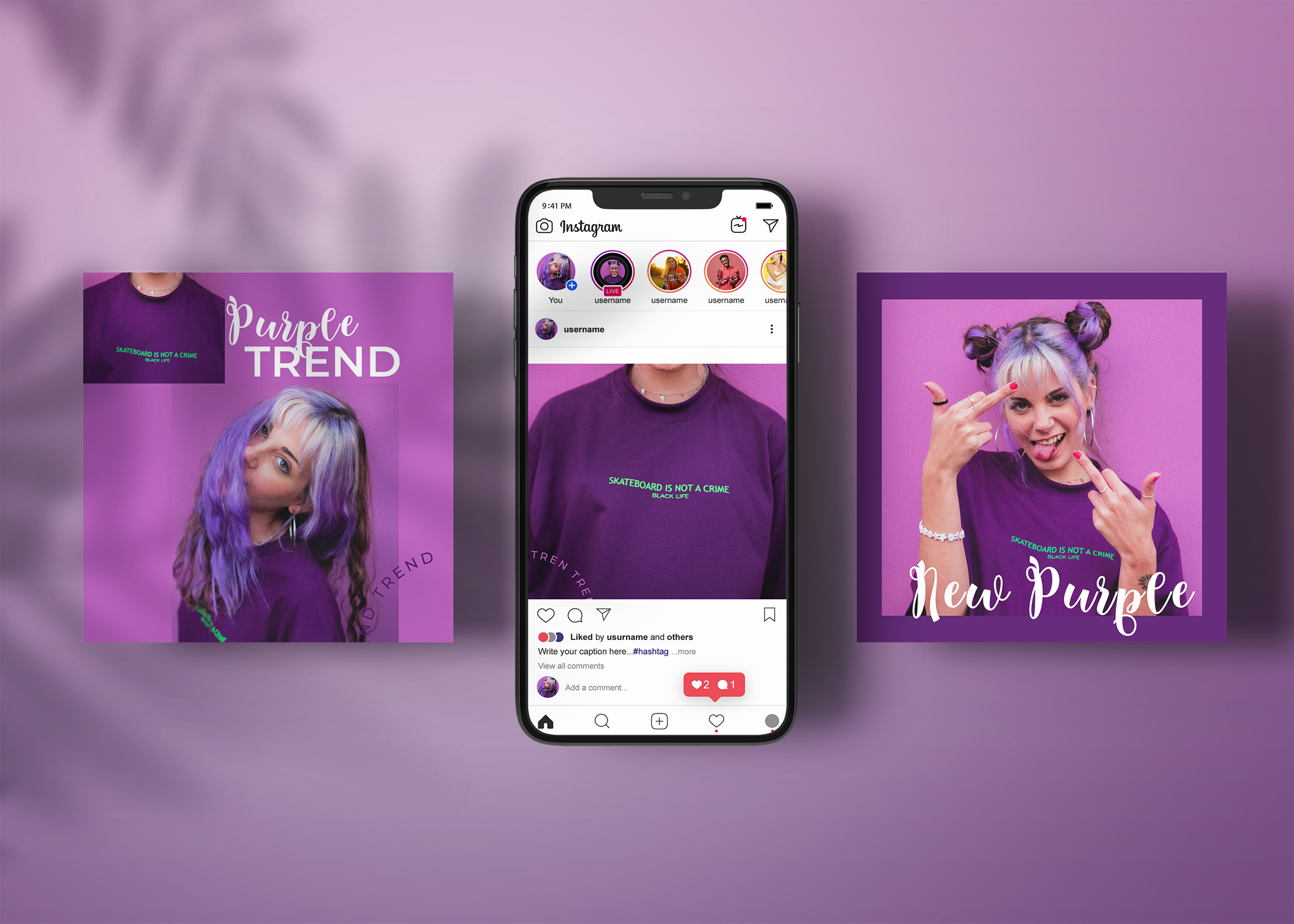 Trendy Fashion Instagram Post Violet Pack preview image.
