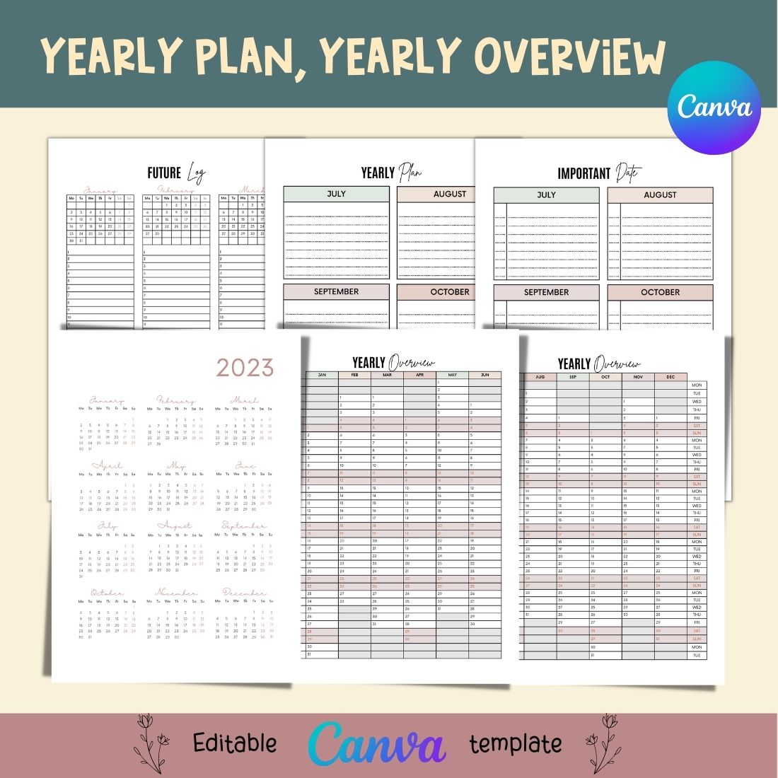 Planner Canva Templates preview image.