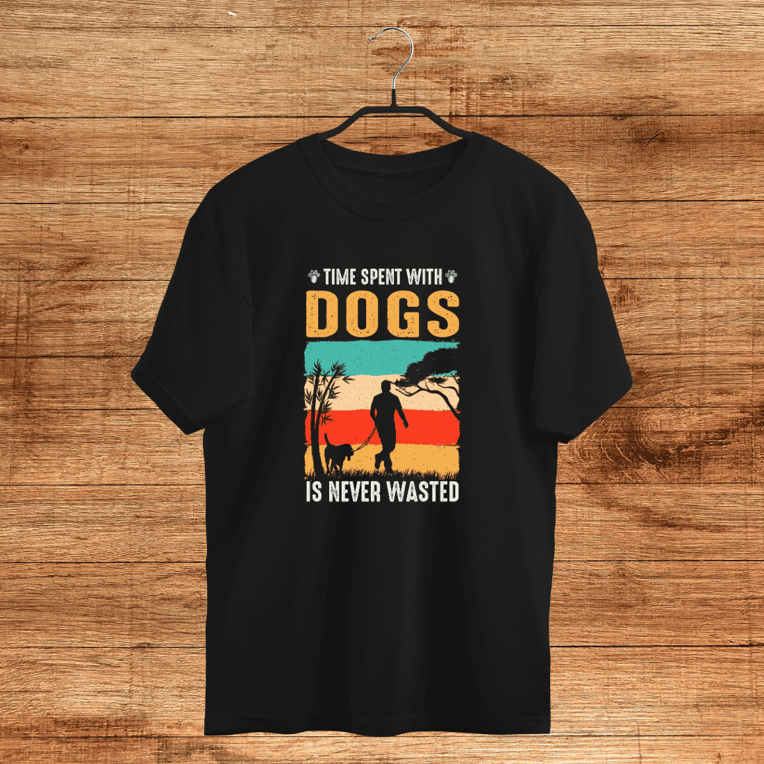 Perfect vivid dog graphic on a black t-shirt.