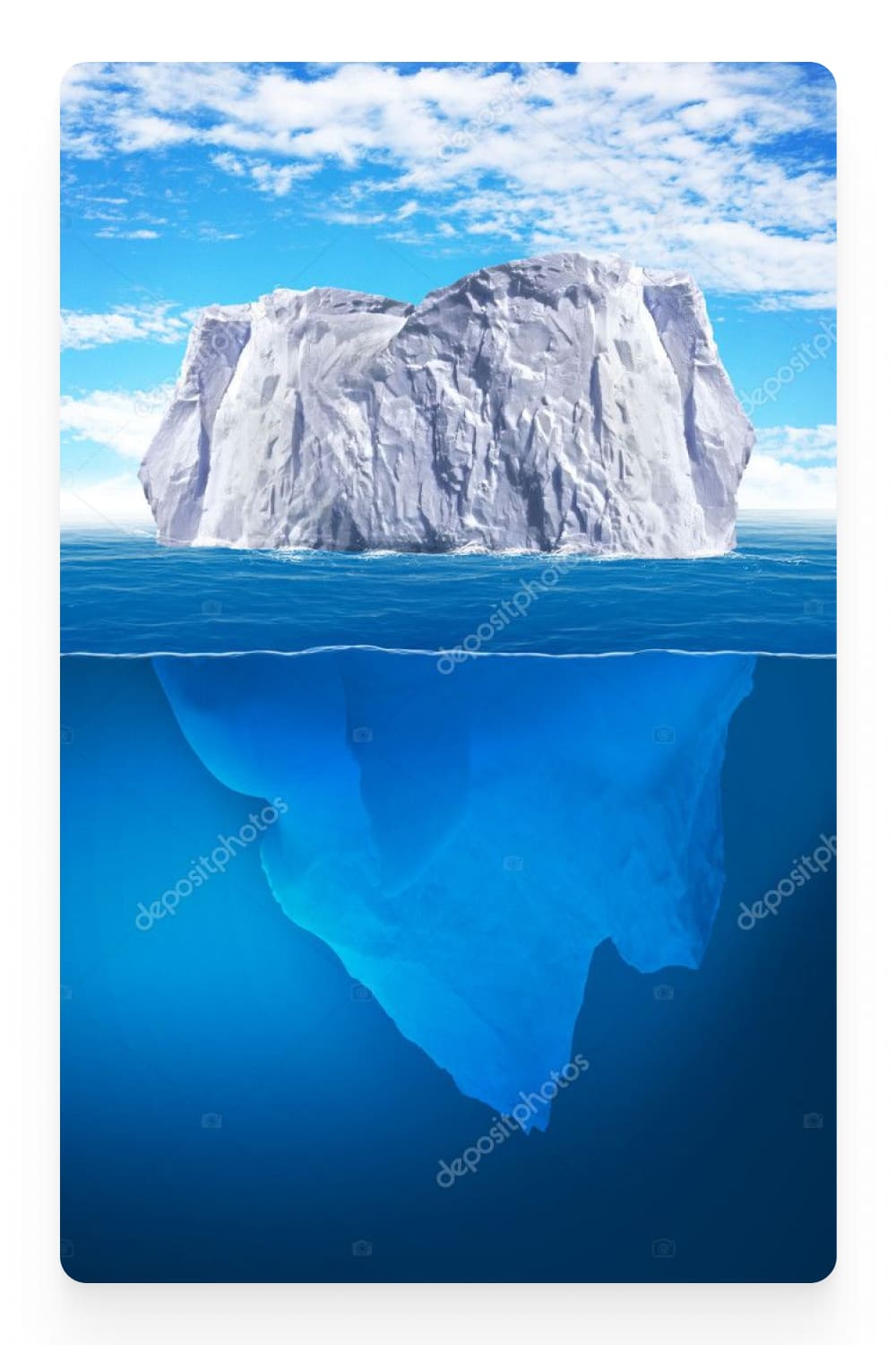 Iceberg photography underwater and above water.