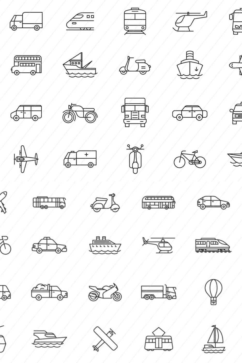 40 Transportation Icons Pinterest Cover.