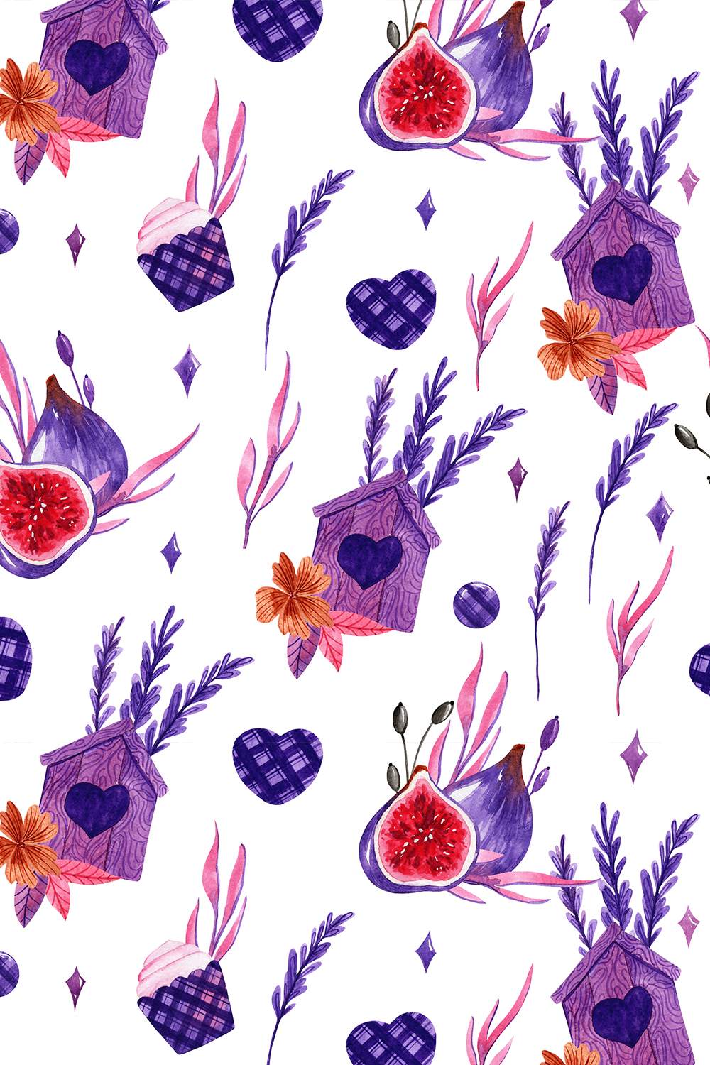 Purple Cottage Lavender Digital Papers pinterest image.