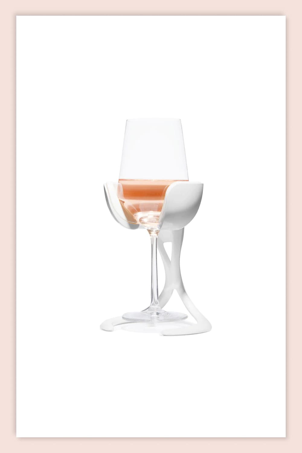 White wine glass holder with glass.