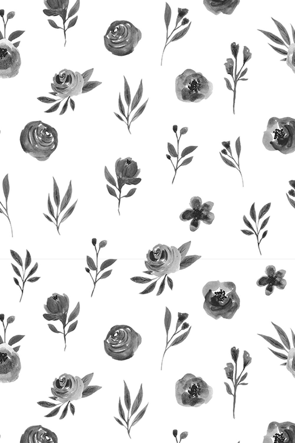 Soothe Black and White Floral Patterns pinterest preview image.