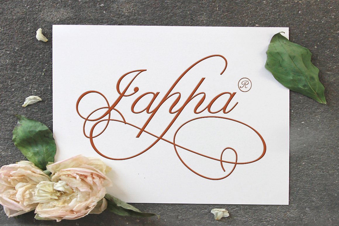 Brown calligraphy "Jappa" lettering on a white card.
