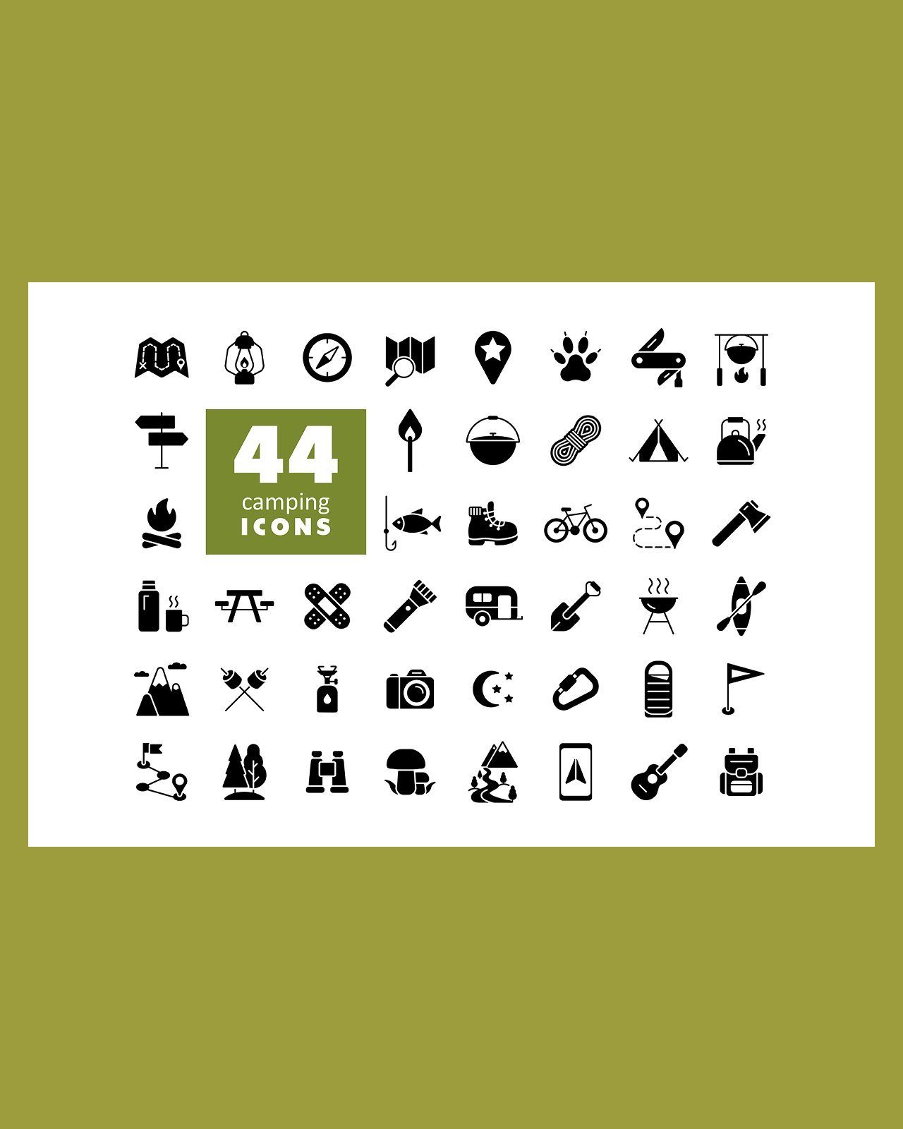 44 camping hiking vector icons pinterest image.