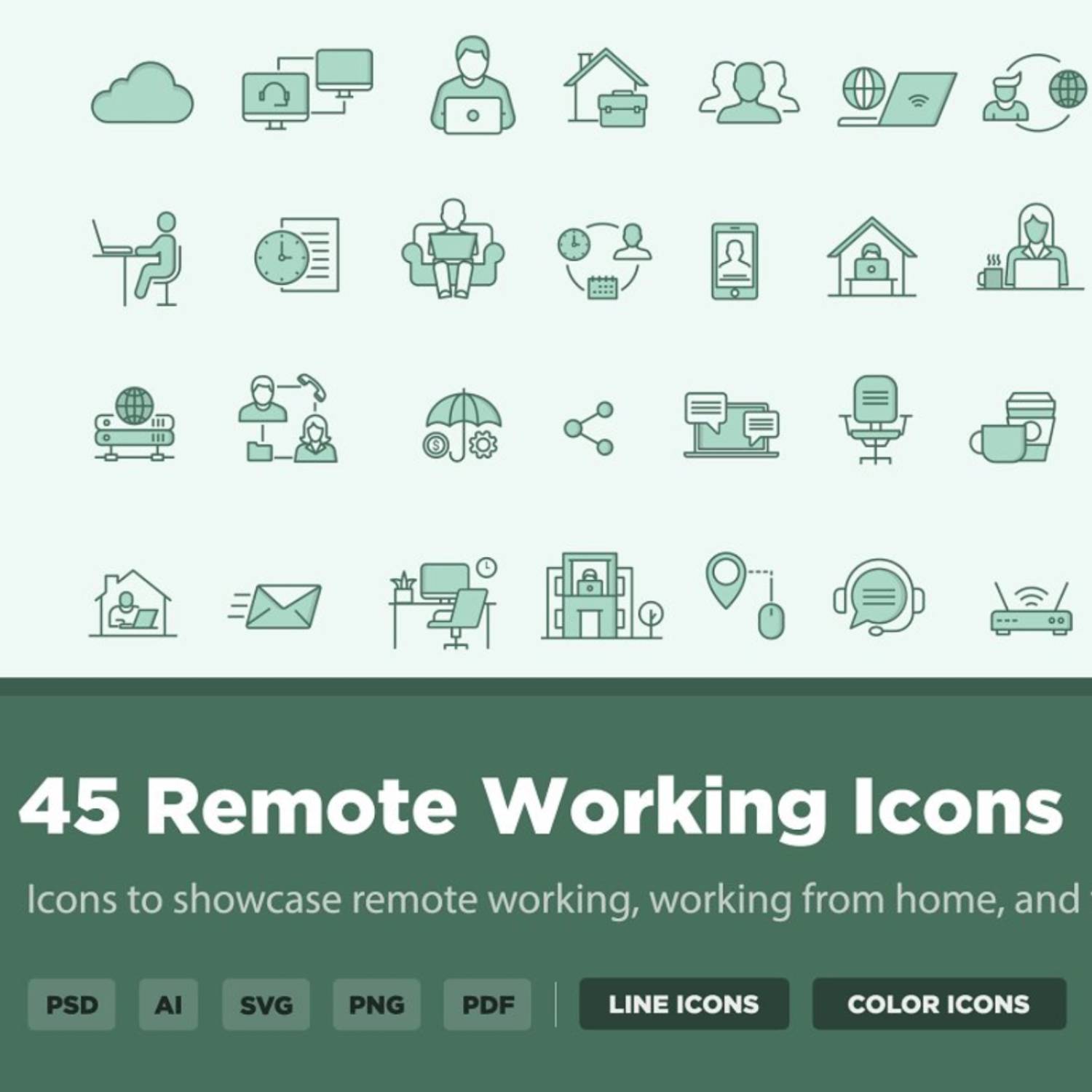 45 Remote Working Icons Main Cover.