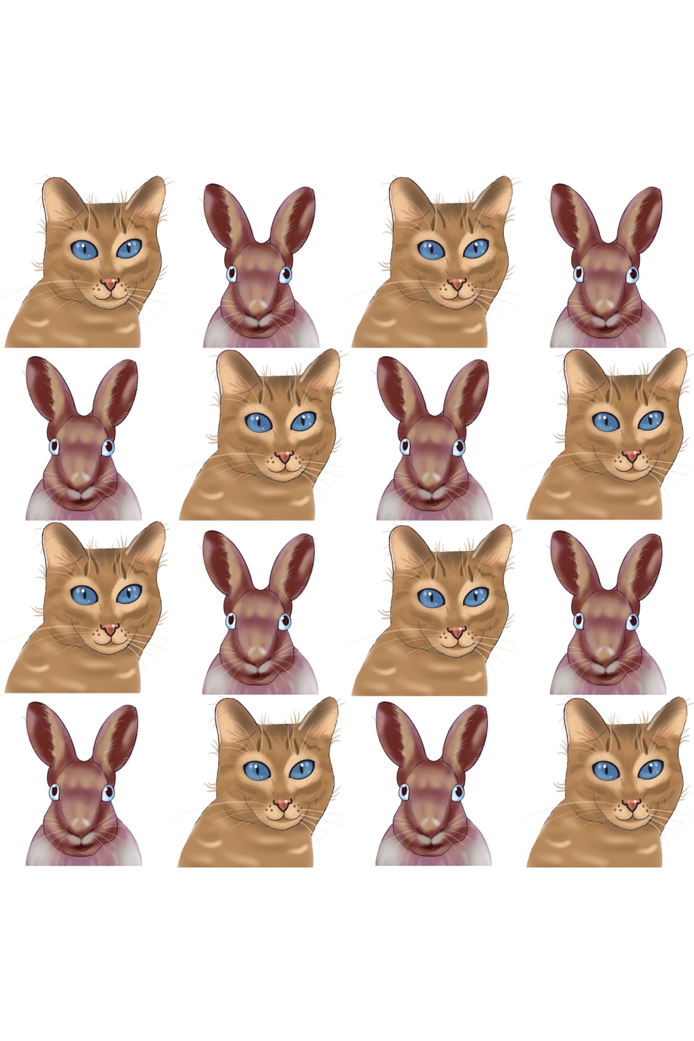 Rabbit and Cat Patterns Design pinterest image.