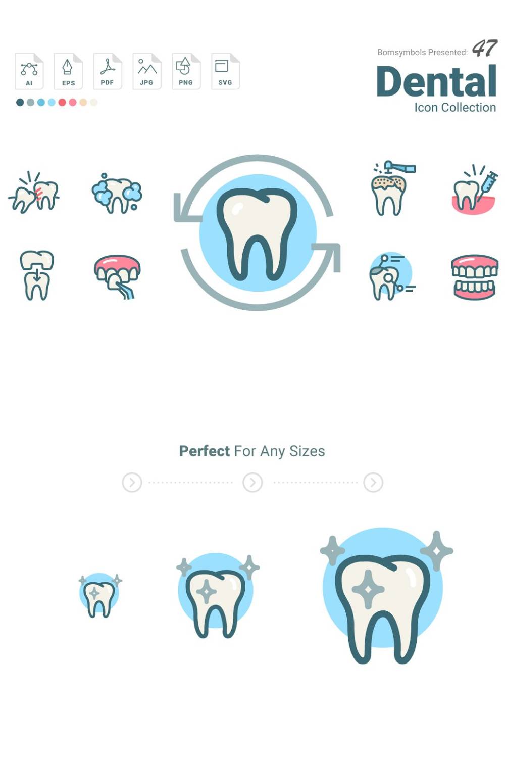 47 Dental Icon Collection Pinterest Cover.