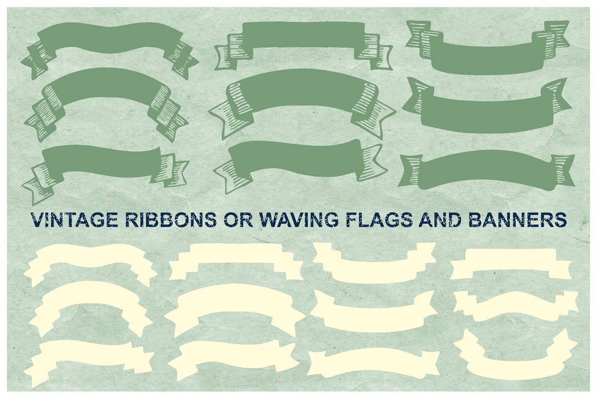 There are some vintage ribbons or waving flags and banners.