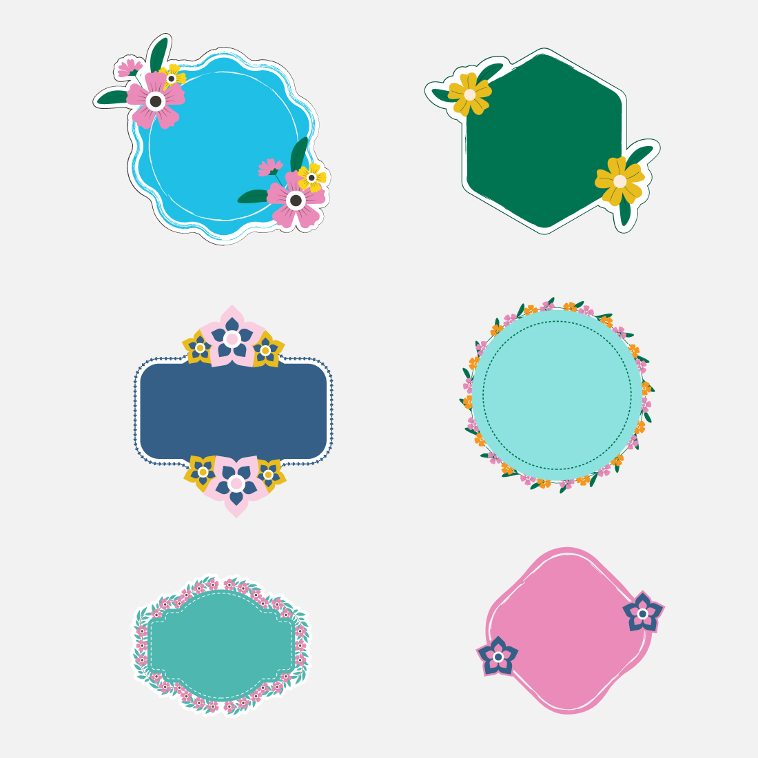 Simple Badge with Flower Stickers or Labels Vectors cover image.