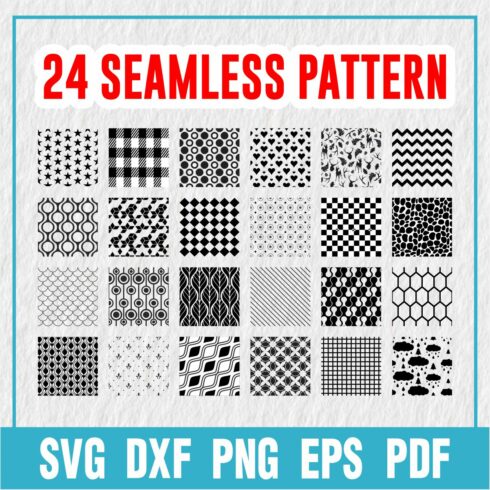 24 Patterns, Heart Pattern, Seamless Pattern, Christmas Pattern, SVG Cut Files for Cricut and Silhouette main cover.