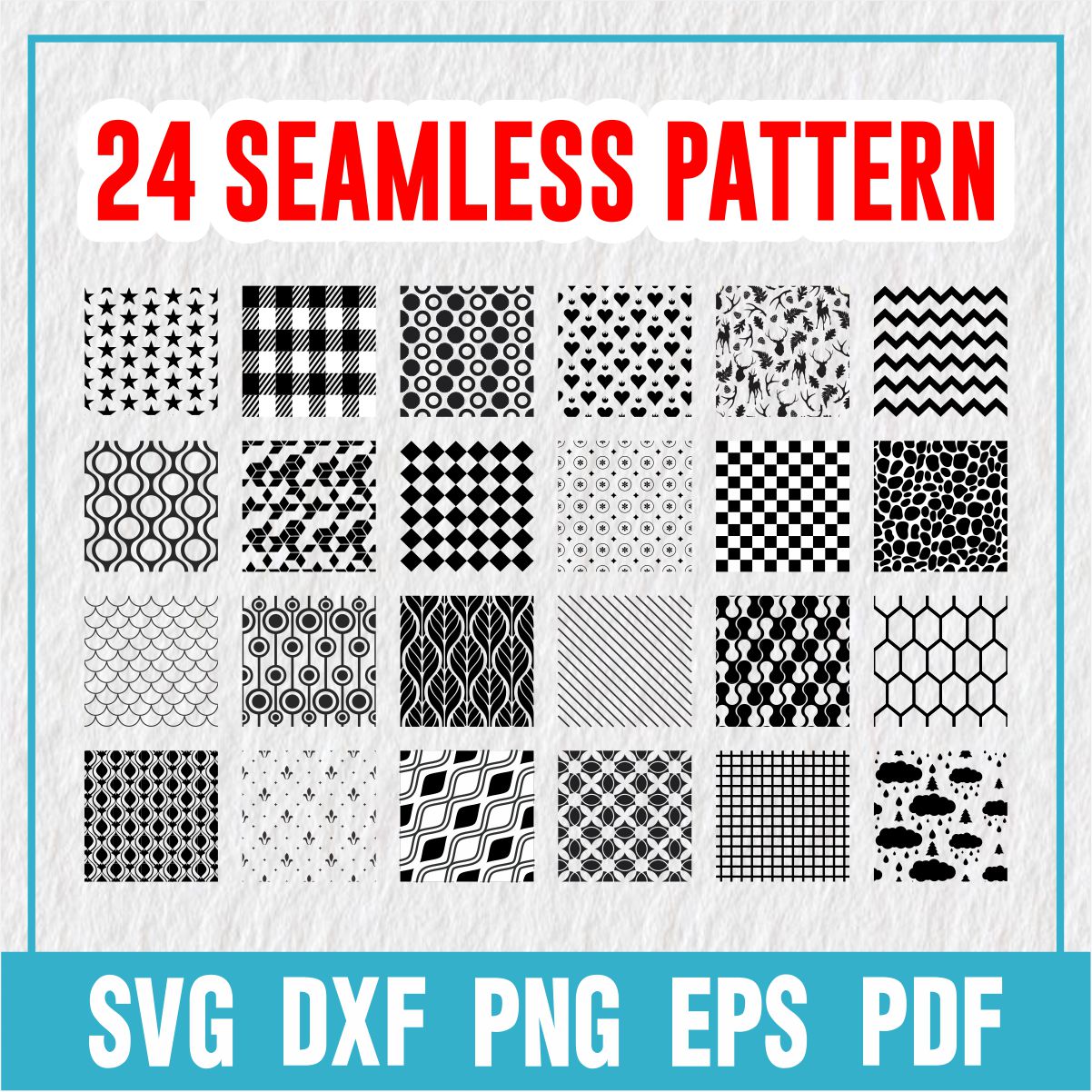 24 Patterns, Heart Pattern, Seamless Pattern, Christmas Pattern, SVG Cut Files for Cricut and Silhouette main cover.