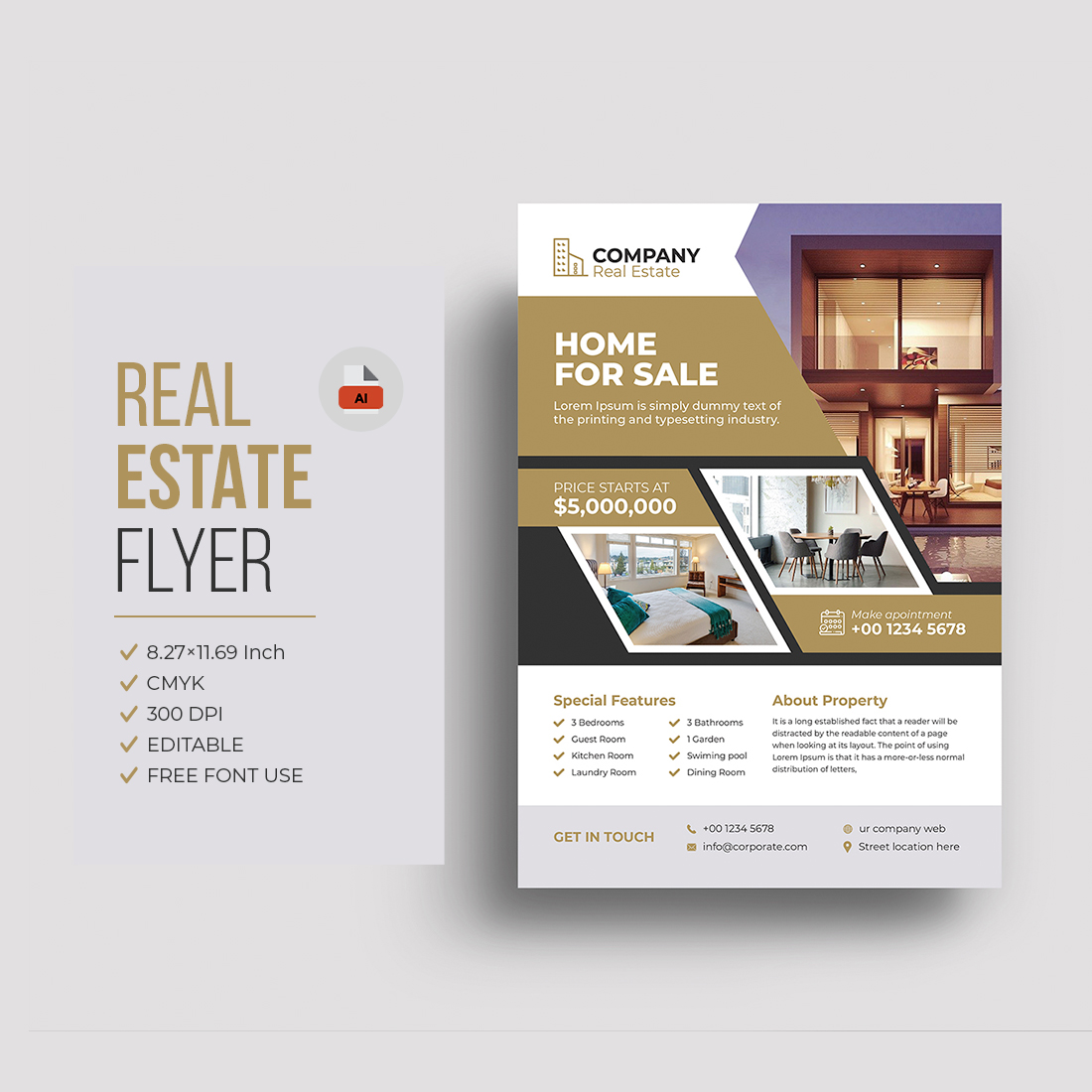 Modern Real Estate Flyer Template main cover.