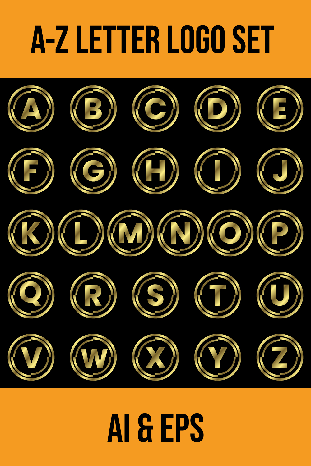 Letter With A Circle Frame. A-Z Letter Logo Design pinterest image.