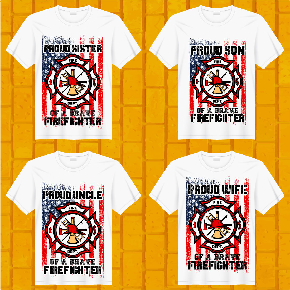 Firefighter T-shirt Design Bundle cover image.