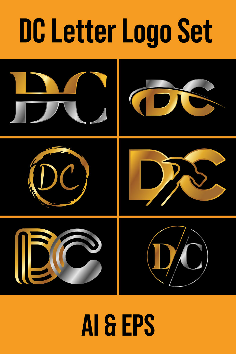 Letter D-C Logo Design Vector Template pinterest image.