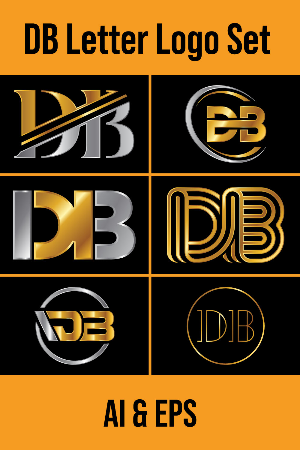 Letter D-B Logo Design Vector Template pinterest image.