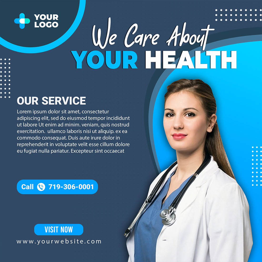 Healthcare Social Media PSD Template preview image.