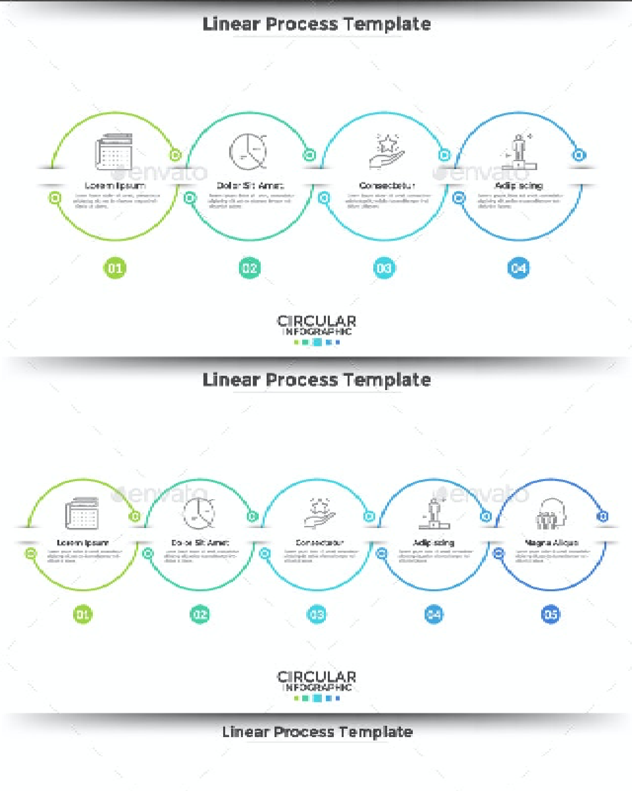 5 linear infographic templates pinterest image.