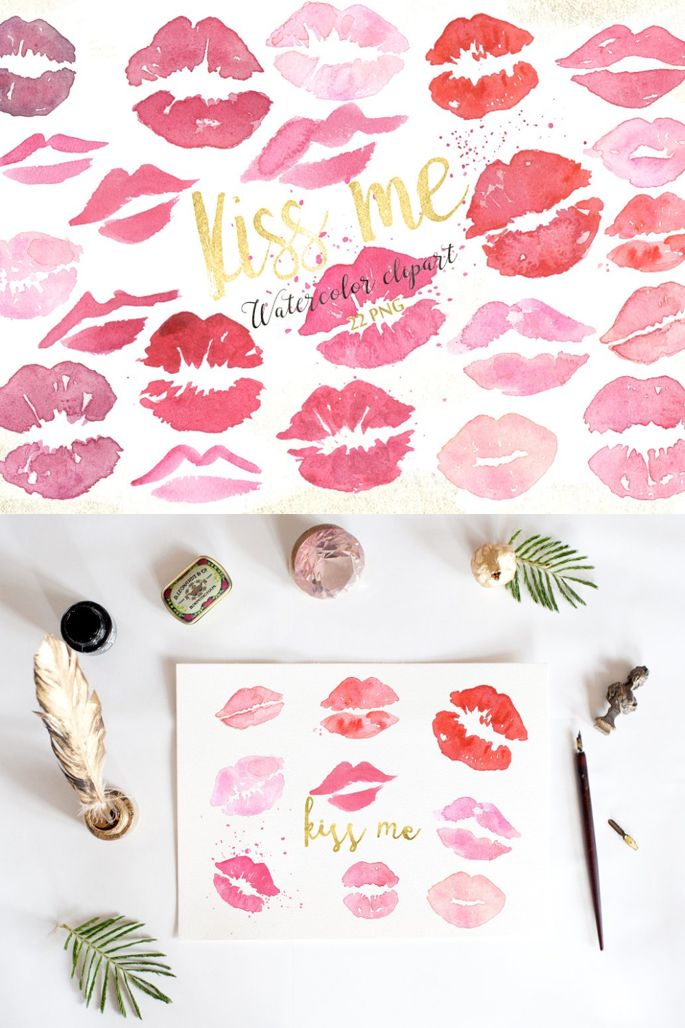 -50% Off Kisses Valentine Watercolor - Pinterest.