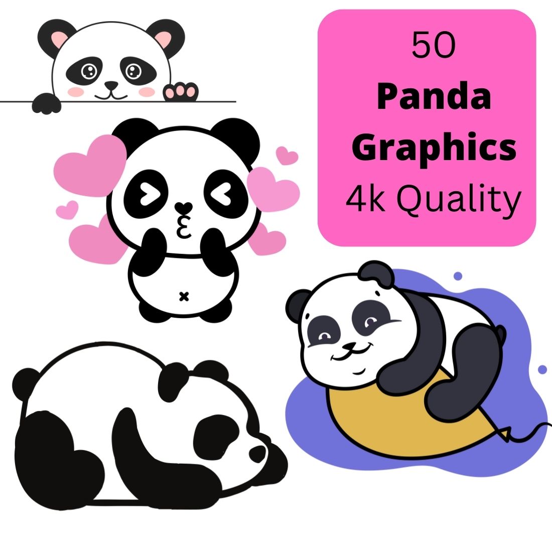 50 Pretty Panda Graphics main cover.